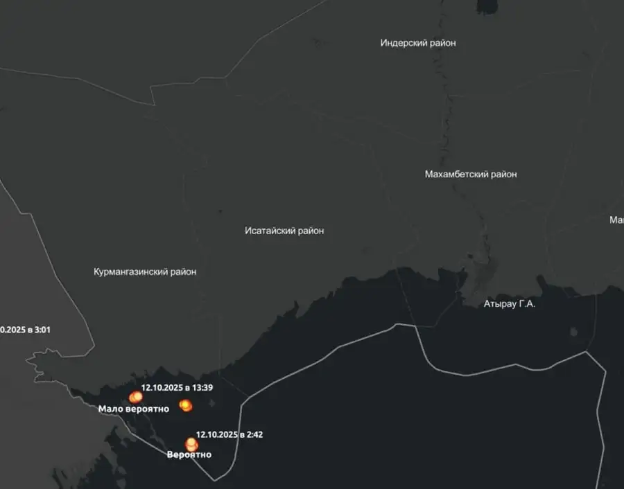очаги возгораний в Курмангазинском районе