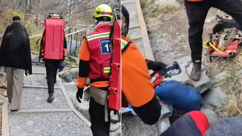 Drunken Tourist in Almaty Mountains Fights Friend and Insults Rescuers Атырау