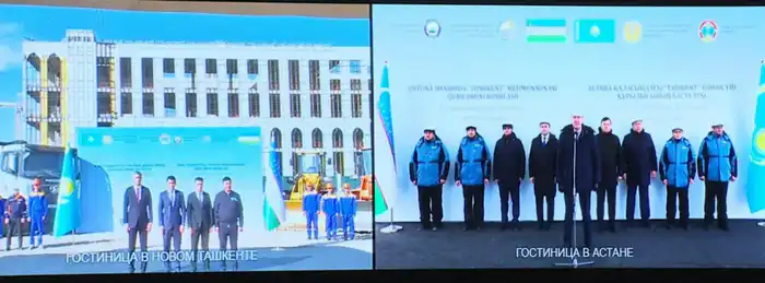 ????Президенты Казахстана и Узбекистана приняли участие в церемонии запуска совместных проектов (3)