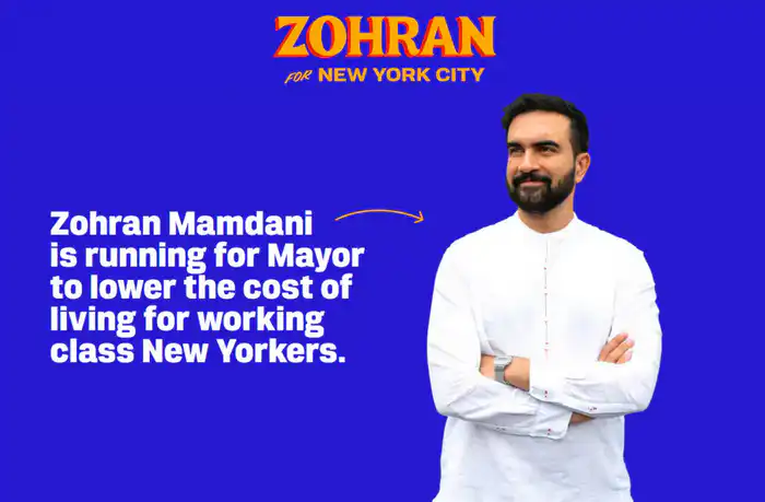 Плакат Зохрана Мамдани с его агитационного сайта Zohranfornyc.com