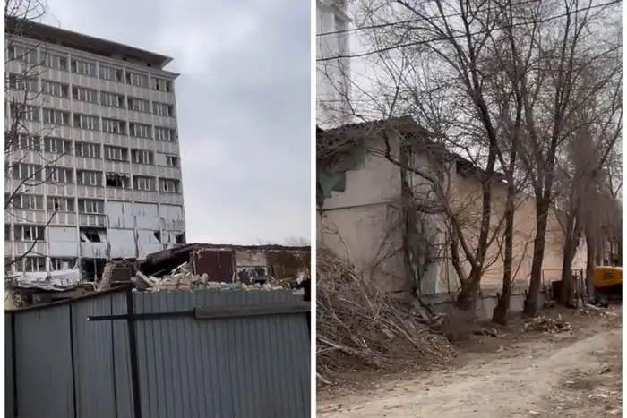 В Атырау сносят гостиницу «Ак Жайык»: жители соседних домов обеспокоены рисками и последствиями Атырау