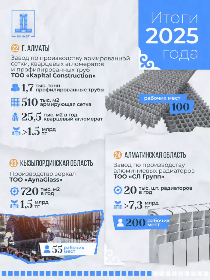 В Казахстане в 2025 году запущено 33 новых промышленных предприятия (7)