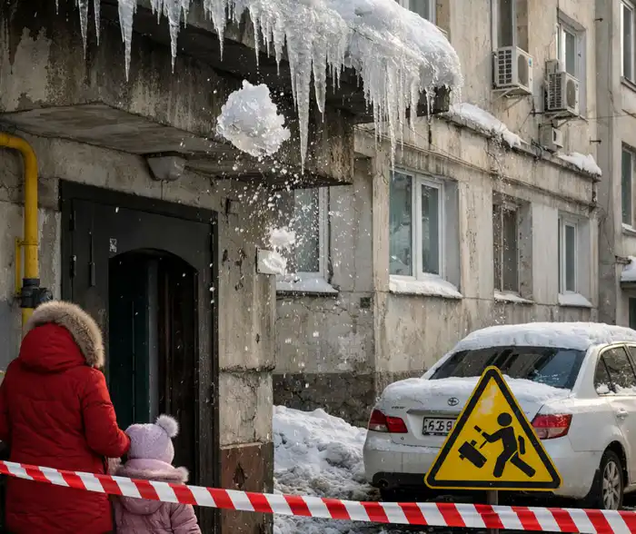 Ледяные капризы: Атырау в плену сосулек и талой воды Атырау