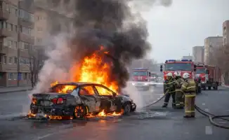 Во время движения легковой автомобиль вспыхнул на улице в микрорайоне Кара Депо в Атырау: происшествие произошло днём 25 января.