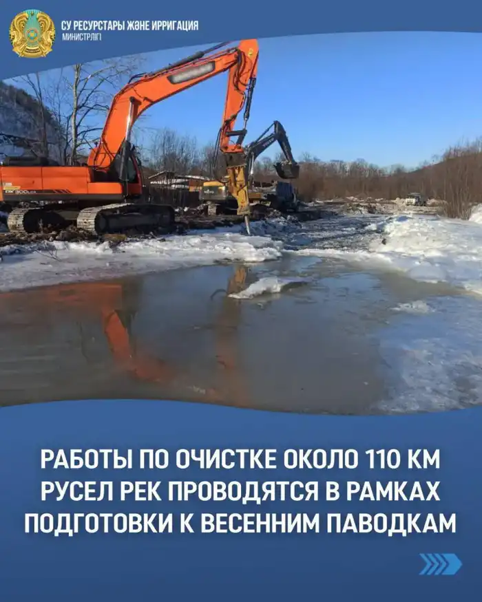 Подготовка рек к весеннему пробуждению: очистка 110 км русел в Казахстане Атырау