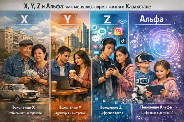 Поколения X, Y, Z и Альфа: Как новые социальные сдвиги формируют будущее Казахстана Атырау