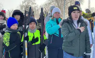 Лыжный забег в Акмолинской области поддержка олимпийцев зимние игры