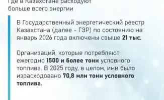 Рост потребления энергии в Казахстане: влияние более 21 тыс. организаций на энергосистему страны