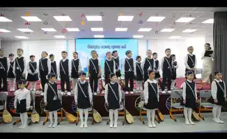 Cultural Harmony: Astana Schoolchildren Unite Through Traditional Dombra Performance