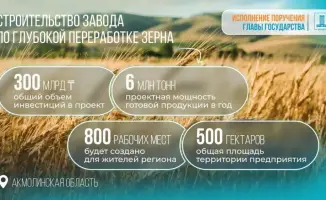 Создание 800 рабочих мест: новый завод по глубокой переработке зерна в Акмолинской области