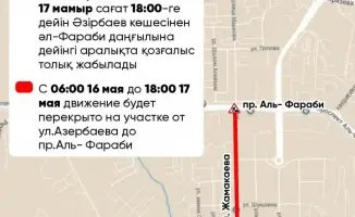 Перекрытие улицы Жамакаева в Алматы