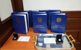 Награждение работников транспортной отрасли Казахстана в честь Дня защитника Отечества