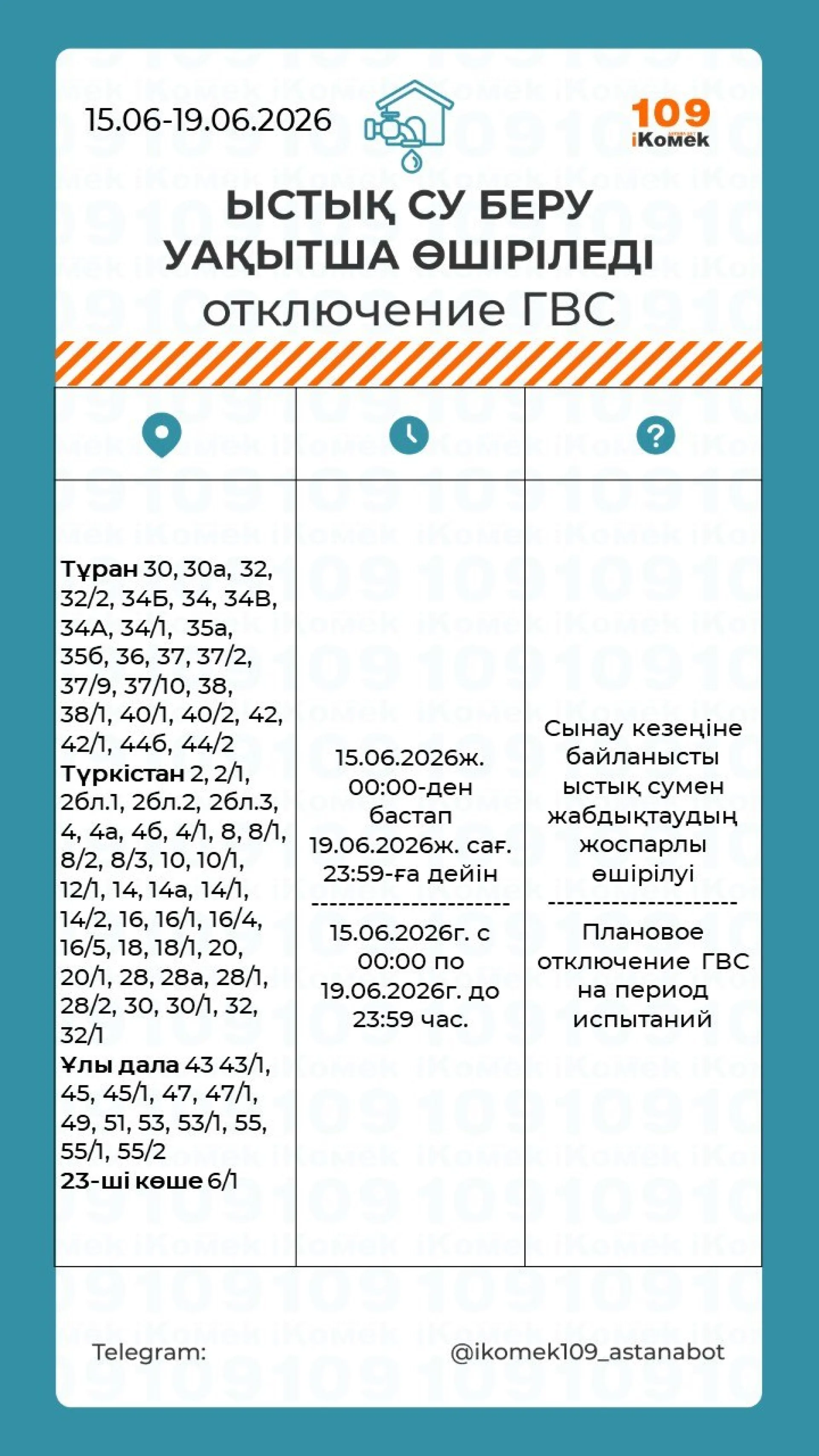 горячая вода Астана
