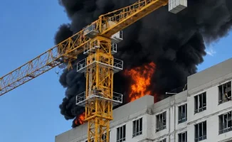 Пожар в строящемся жилом комплексе Атырау, микрорайон Нурсая